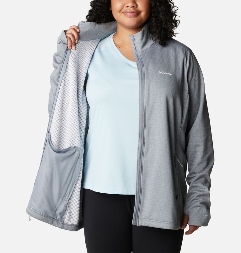Women's Columbia Park View Grid Full Zip Fleece Sweatshirts Grey | Plus Size CA-T183A